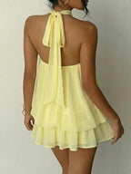 Amelia | Vestido corto fluido con cuello halter