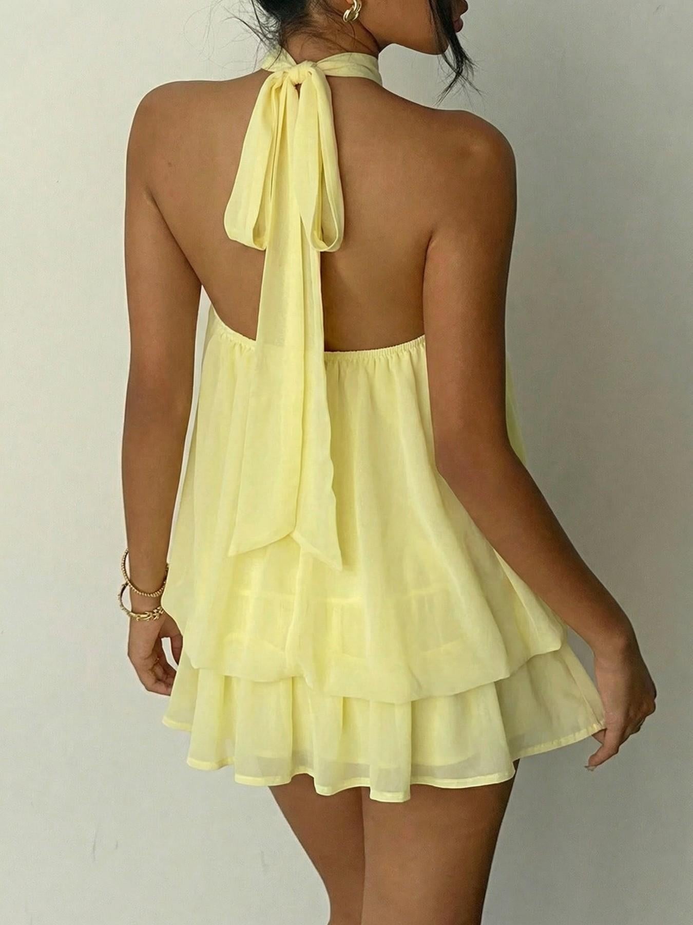 Amelia | Vestido corto fluido con cuello halter
