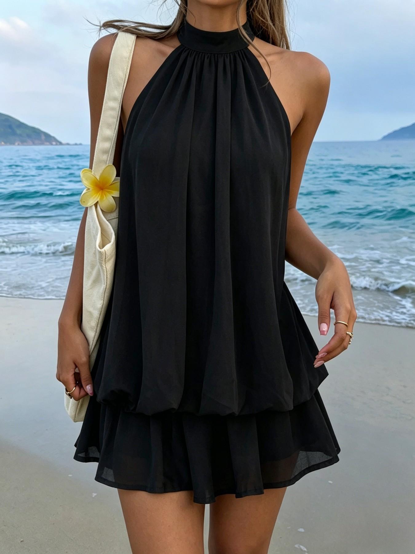 Amelia | Vestido corto fluido con cuello halter