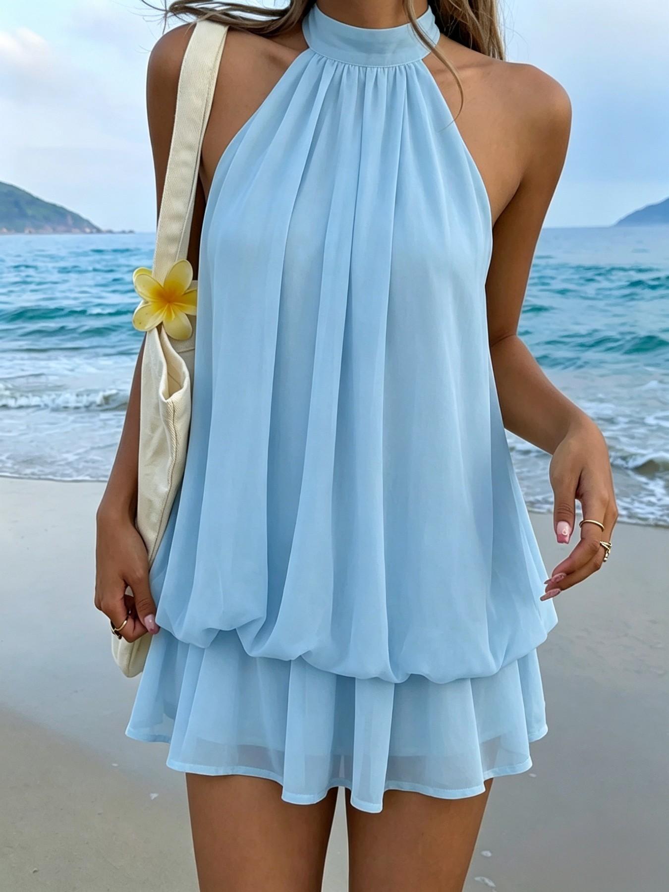 Amelia | Vestido corto fluido con cuello halter