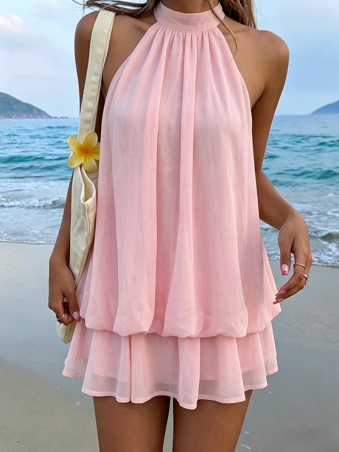 Amelia | Vestido corto fluido con cuello halter