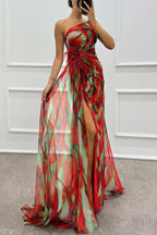 Vestido drapeado vibrante