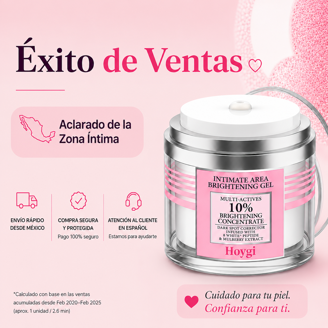 Hoygi Blanqueador de Zona Intima, Axilas, Manos, Codos y otras zonas del cuerpo