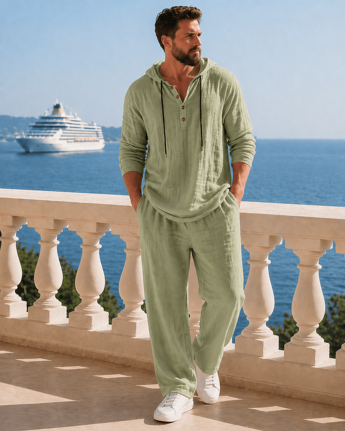 Dante Linnen™· Conjunto lino con capucha