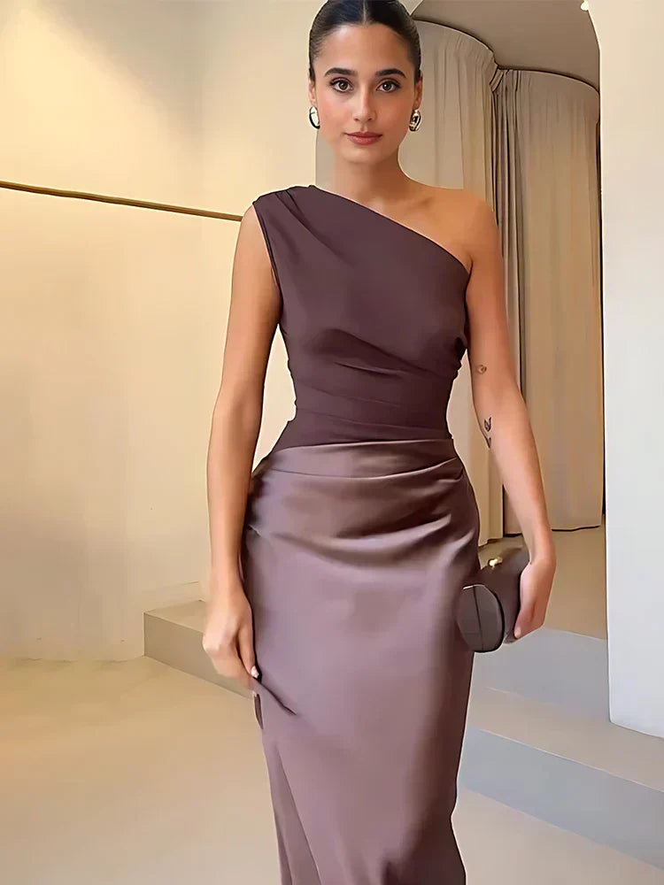 Vestido largo de satén