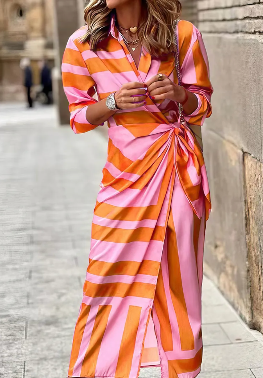 Elvina - Vestido cruzado estampado