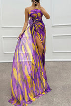 Vestido drapeado vibrante