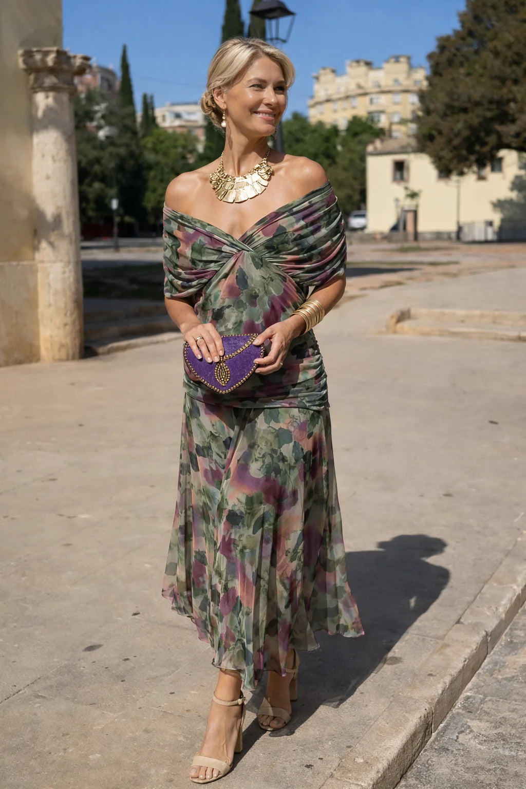 Luisa | Elegante vestido largo con escote en V que realza la silueta