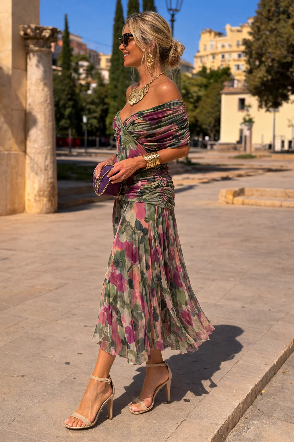 Luisa | Elegante vestido largo con escote en V que realza la silueta