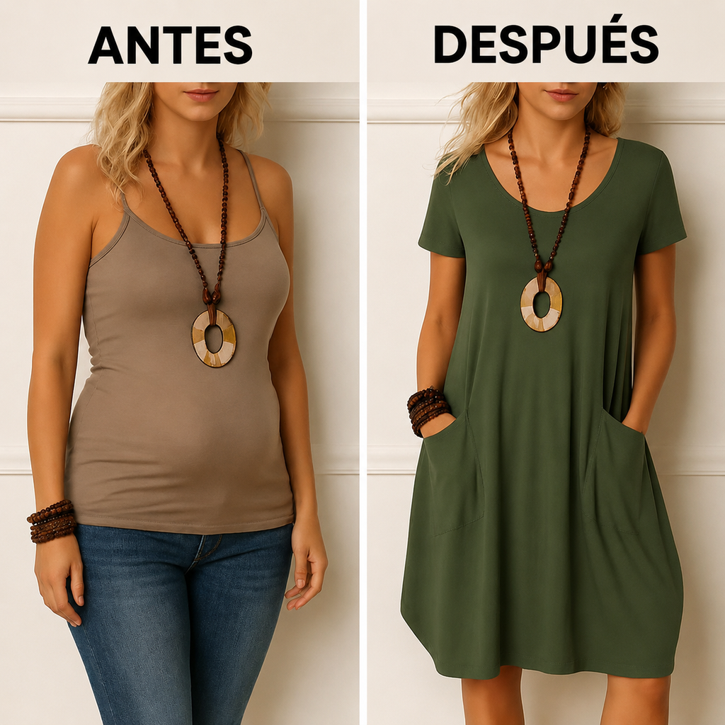 Vestido Sofia - Elegante vestido con una discreta cobertura del vientre.